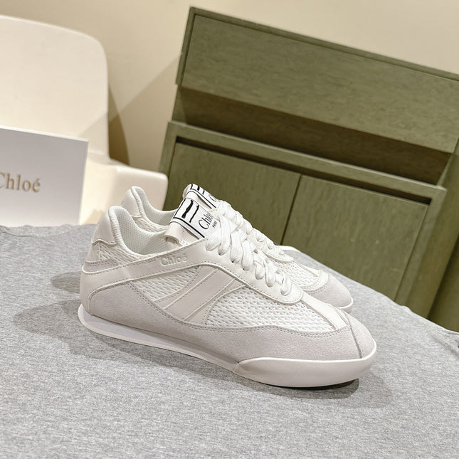 CHLOÉ 26S SNEAKERS IN WHITE CALFSKIN AND SUEDE