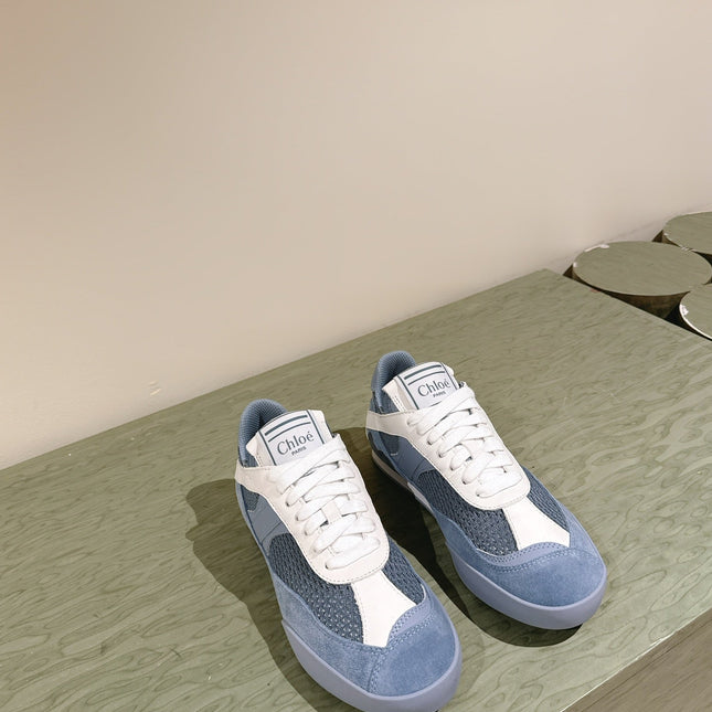 CHLOÉ 26S SNEAKERS IN BLUE MESH AND SUEDE