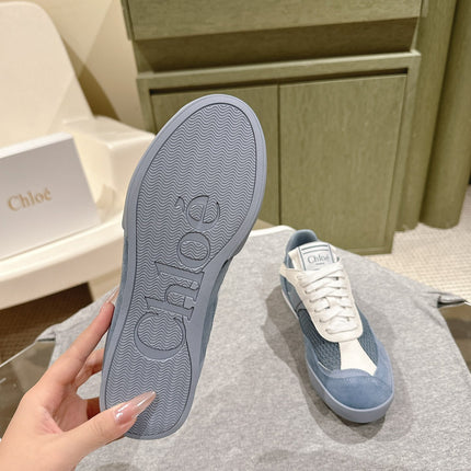 CHLOÉ 26S SNEAKERS IN BLUE MESH AND SUEDE