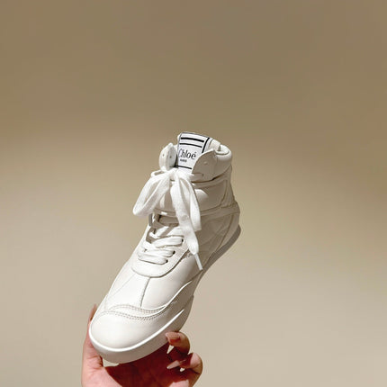 CHLOÉ 26S HIGH-TOP SNEAKERS IN WHITE CALFSKIN