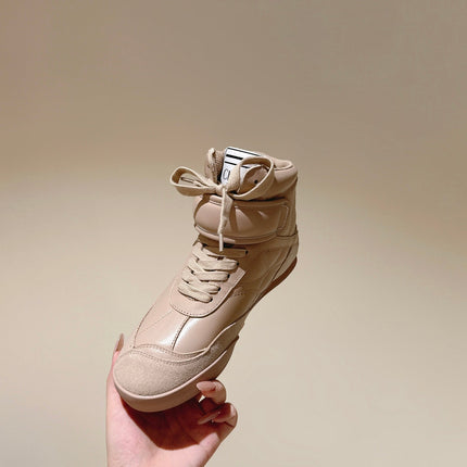 CHLOÉ 26S HIGH-TOP SNEAKERS IN BEIGE CALFSKIN