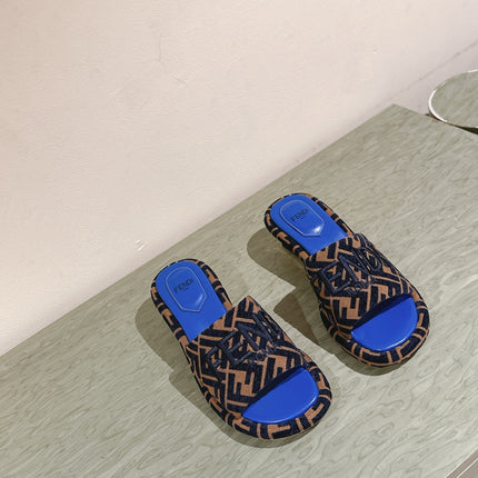FENDI 26S HIGH SANDALS IN BROWN AND BLACK FABRIC