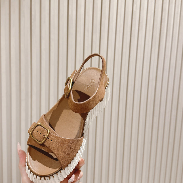 CHLOÉ 26S HIGH-HEELED SANDALS IN BROWN LAMBSKIN AND SUEDE