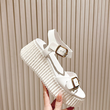 CHLOÉ 26S HIGH-HEELED SANDALS IN WHITE LAMBSKIN WITH GOLD HARDWARE