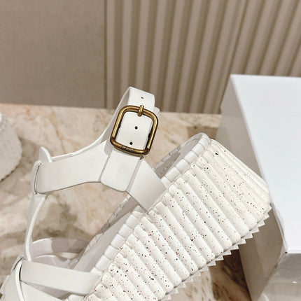 CHLOÉ 26S HIGH-HEELED SANDALS IN WHITE LAMBSKIN