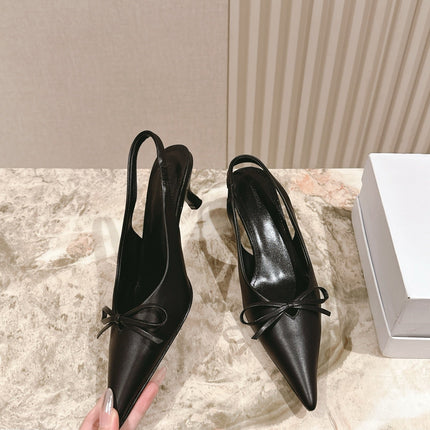 BALENCIAGA 25S HIGH SLINGBACK IN BLACK CALFSKIN WITH SMALL BOW