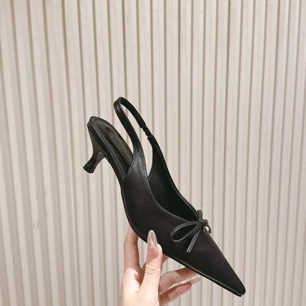 BALENCIAGA 25S HIGH SLINGBACK IN BLACK CALFSKIN WITH SMALL BOW