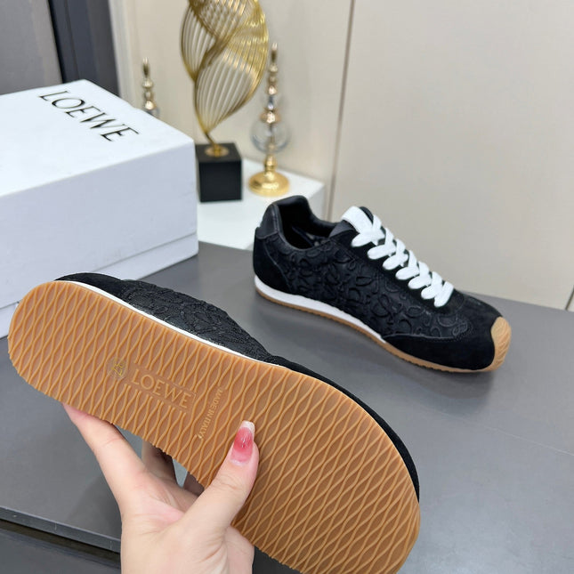 LOEWE 26S RUNNER 2.0 SNEAKERS IN BLACK SUEDE AND ANAGRAM JACQUARD