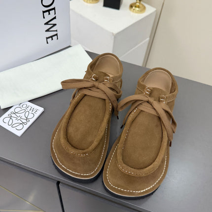 LOEWE 26S ANKLE BOOTS IN CARAMEL BROWN SUEDE