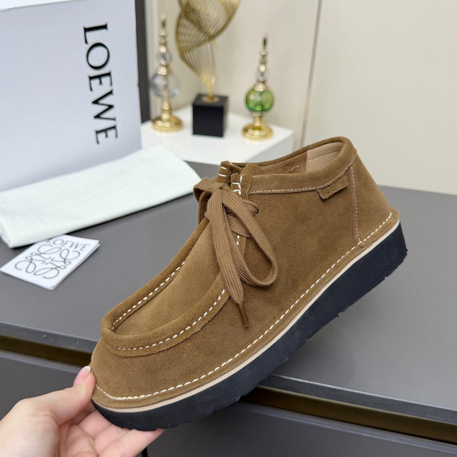 LOEWE 26S ANKLE BOOTS IN CARAMEL BROWN SUEDE