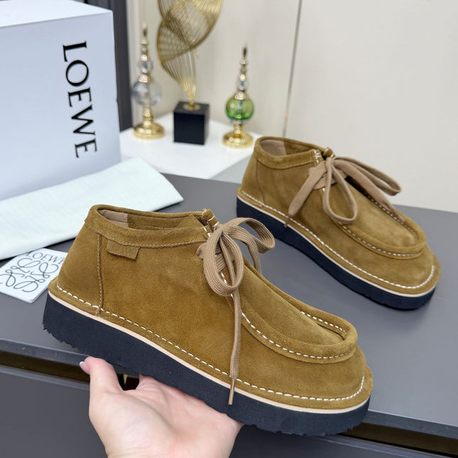 LOEWE 26S ANKLE BOOTS IN OLIVE BROWN SUEDE
