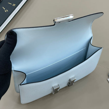 HM 25S CONSTANCE ELAN 24 CM IN SKY BLUE EPSOM WITH SILVER HARDWARE