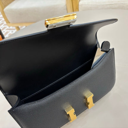 HM 25S CONSTANCE ELAN 24 CM IN BLACK EPSOM WITH GOLD HARDWARE