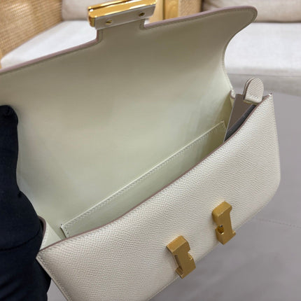 HM 25S CONSTANCE ELAN 24 CM IN CREAM WHITE EPSOM WITH GOLD HARDWARE
