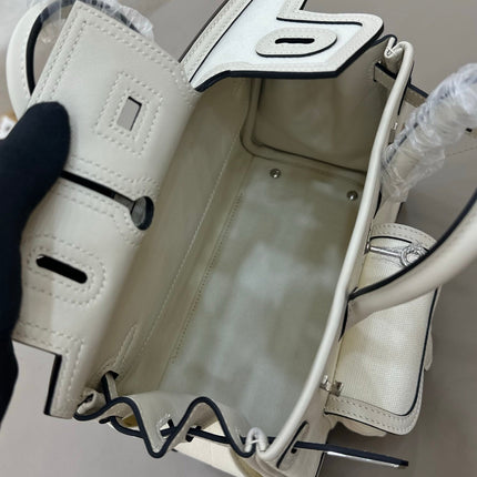 HM 25S BIRKIN CARGO 25 CM IN CREAM WHITE CANVAS AND SWIFT WITH SILVER HARDWARE