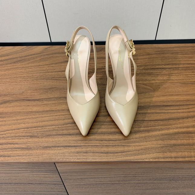 GIANVITO ROSSI 26S SLINGBACK HEELS 105 MM IN BEIGE LAMBSKIN