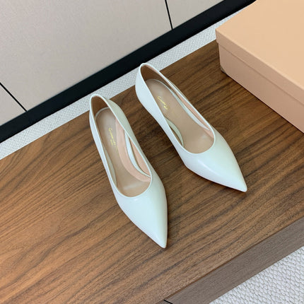 GIANVITO ROSSI 26S STILETTO PUMPS 95 MM IN WHITE CALFSKIN