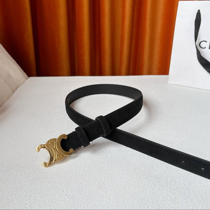 CELINE 26S BELT 25 MM IN BLACK SUEDE 666329
