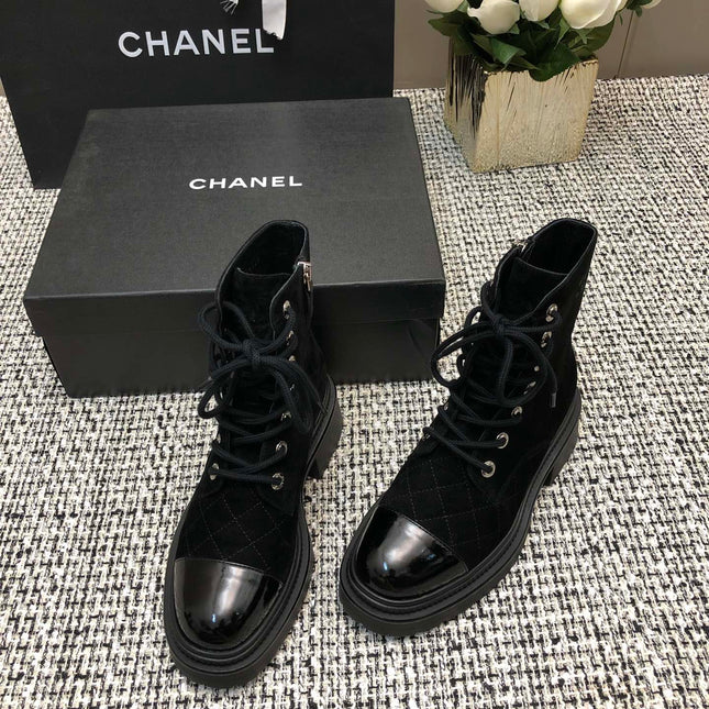 SHORT BOOTS BLACK SUEDE LAMBSKIN