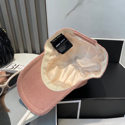 MIUMIU BASEBALL CAP IN PEACHY PINK VELVET