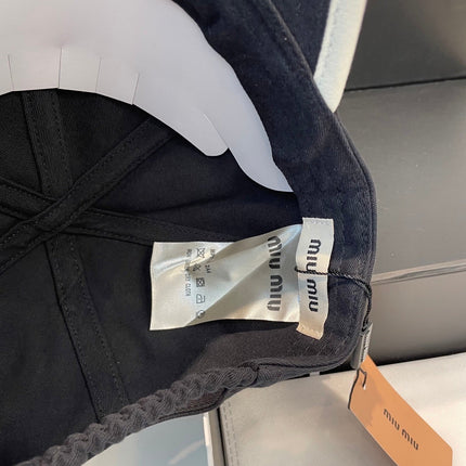 MIUMIU BASEBALL CAP IN BLACK AND WHITE FABRIC STYLE 2