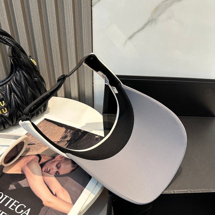 MIUMIU SPORT VISOR CAP IN GRAY MIX WHITE FABRIC
