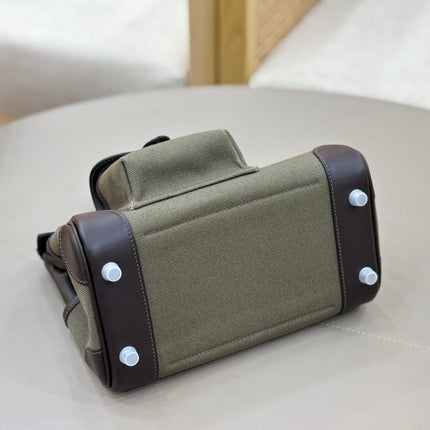 HM 25S BIRKIN CARGO 25 CM IN DARK MOSS GREEN CANVAS AND DARK BROWN SWIFT WITH SILVER HARDWARE