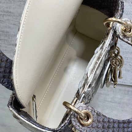 MINI 17 LADY BAG IN WHITE MIX BLACK SNAKESKIN PATTERN LAMBSKIN