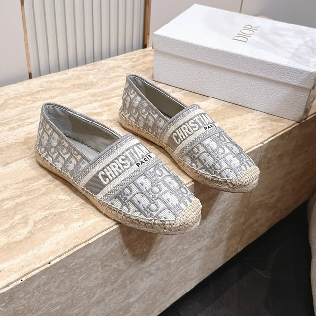 DIOR 26S GRANVILLE ESPADRILLE IN LIGHT GREY DIOR OBLIQUE EMBROIDERED COTTON