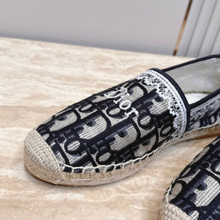 DIOR 26S SIROCO ESPADRILLE IN BLACK  AND WHITE DIOR OBLIQUE EMBROIDERED CANVAS