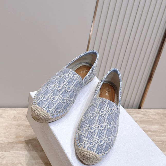 DIOR 26S SIROCO ESPADRILLE IN BLUE AND WHITE DIOR OBLIQUE CANVAS