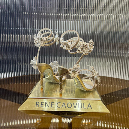 MARGOT WHITE SANDAL WITH FLOWERS 95 MM LIGHT GOLD