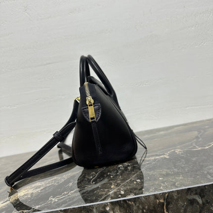 CELINE 25S NEW LUGGAGE 38MM IN BLACK SHINY LAMBSKIN GOLD HARDWARE