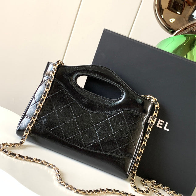 CHANEL 26S MINI NANO BAG 20 IN BLACK CALFSKIN GOLD HARDWARE
