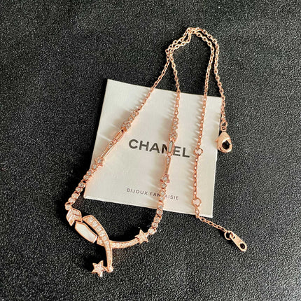 CHANEL 26S CRYSTAL STAR CHARM NECKLACE IN ROSE GOLD METAL 631898