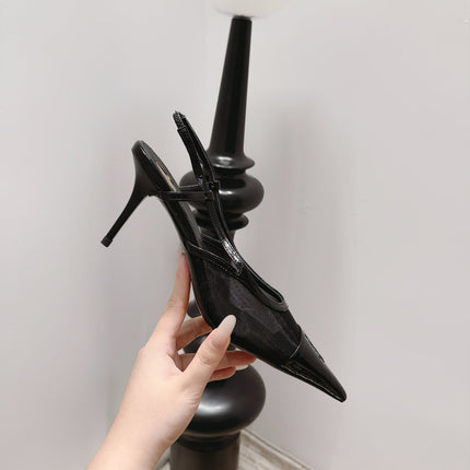 YSL 26S SLINGBACK PUMPS 75 MM IN BLACK CALFSKIN & MESH