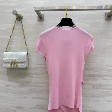 DIOR 26S CROSSOVER LACE-TRIM TOP 1202