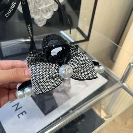 CHANEL 26S BOW HAIR CLIP IN BLACK RIBBON 512129