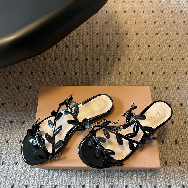 GIANVITO ROSSI 26S SANDALS IN BLACK LAMBSKIN