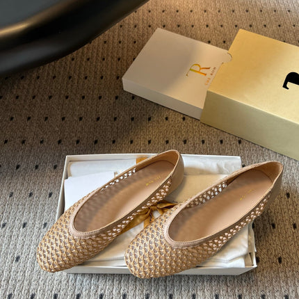 THE ROW 26S BALLET FLATS IN NUDE BEIGE MESH