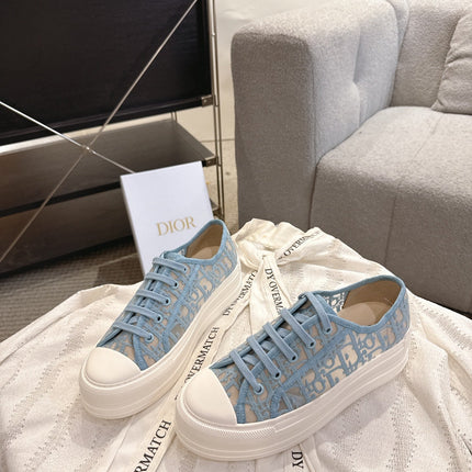 DIOR 26S PLATFORM SNEAKERS IN SKY BLUE OBLIQUE EMBROIDERED MESH