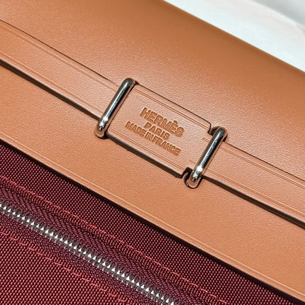 HERMES 25S MINI HERBAG 20 IN PLUM RED CANVAS SILVER HARDWARE