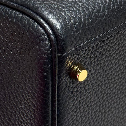 HERMES 25S MINI LINDY 19 IN BLACK CALFSKIN GOLD HARDWARE