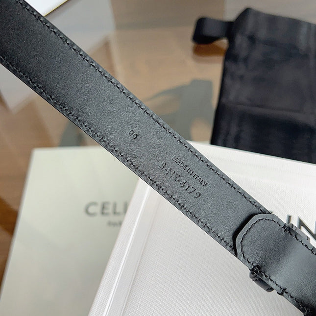 CELINE 26S BELT 25 MM IN BLACK CALFSKIN 669837