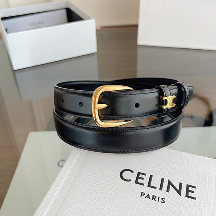 CELINE 26S BELT 25 MM IN BLACK CALFSKIN 669844