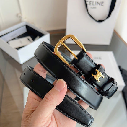 CELINE 26S BELT 25 MM IN BLACK CALFSKIN 669844