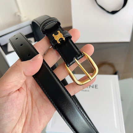 CELINE 26S BELT 25 MM IN BLACK CALFSKIN 669844