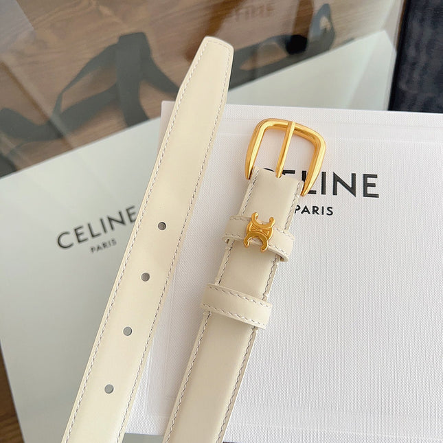 CELINE 26S BELT 25 MM IN CREAM WHITE CALFSKIN 669845