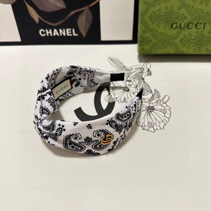 HAIRBAND IN WHITE AND BLACK PATTERN FABRIC 299347