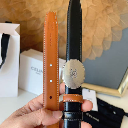 CELINE 26S BELT 25 MM IN BLACK CALFSKIN 672299